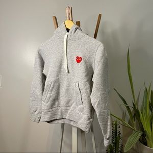 Comme des Garcons PLAY Gray Hoodie with Red Heart